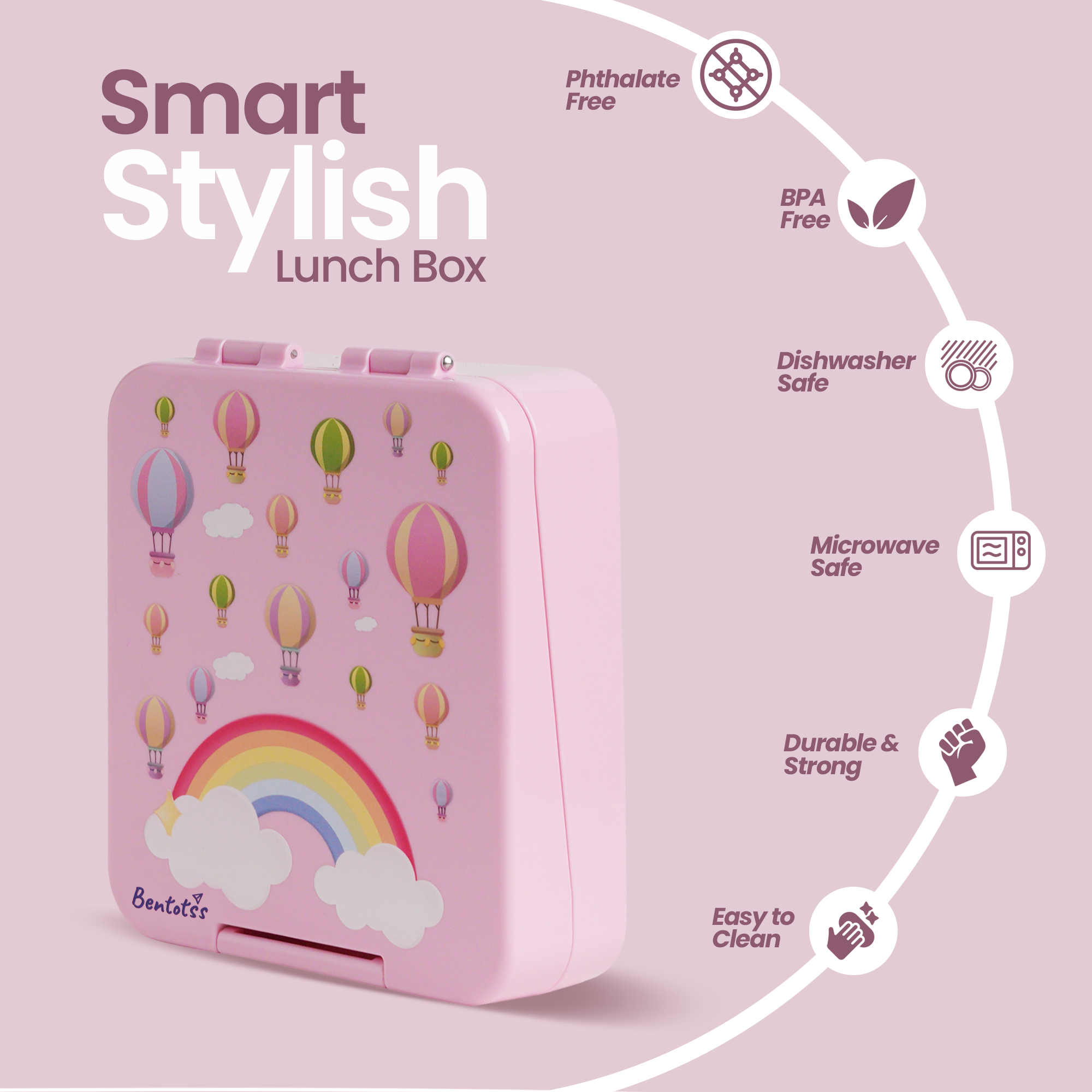 Pink Lunch Box with Parachute Theme