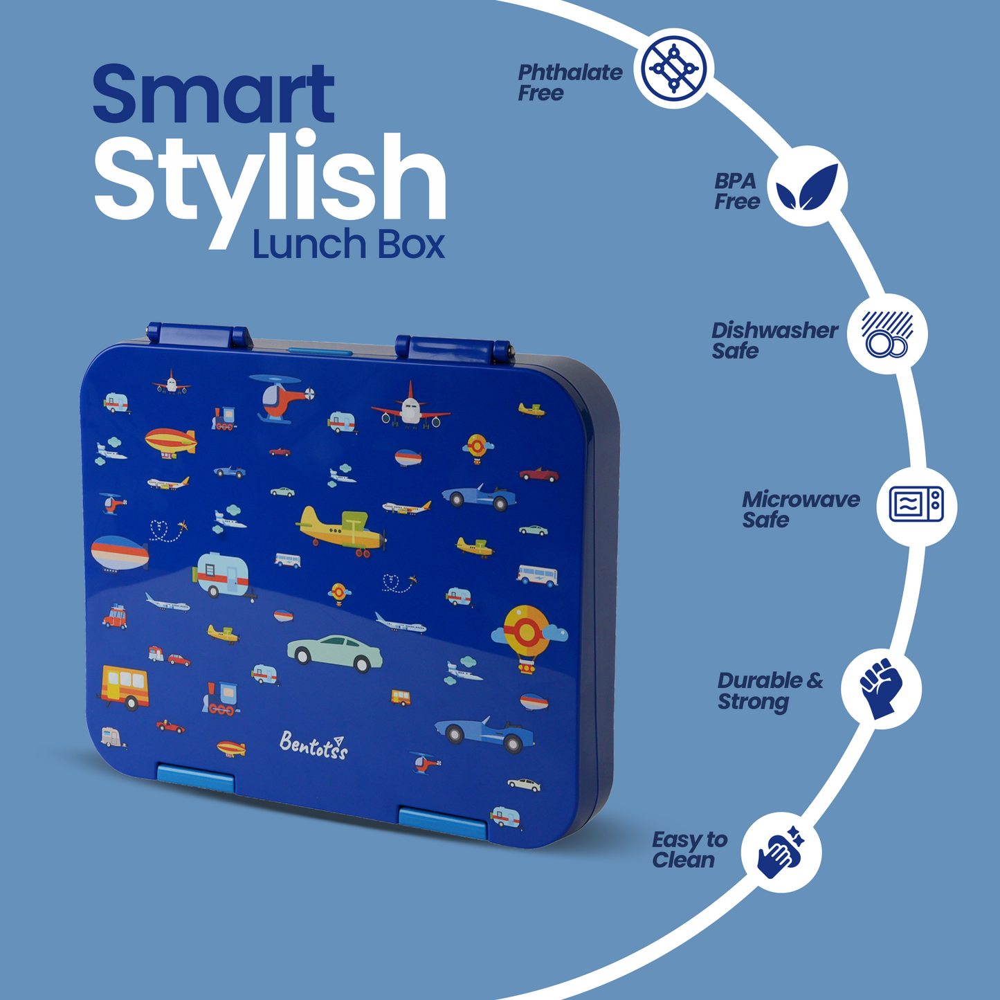 Dark Blue Car Theme Lunch Box