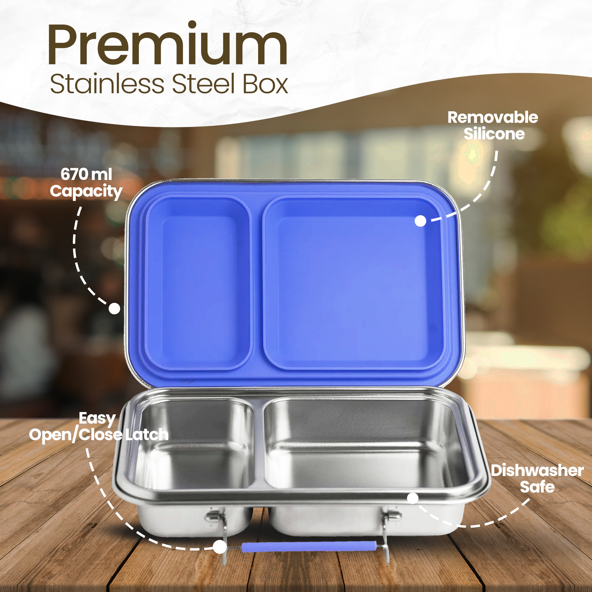 Blue Stainless Steel Lunch Box