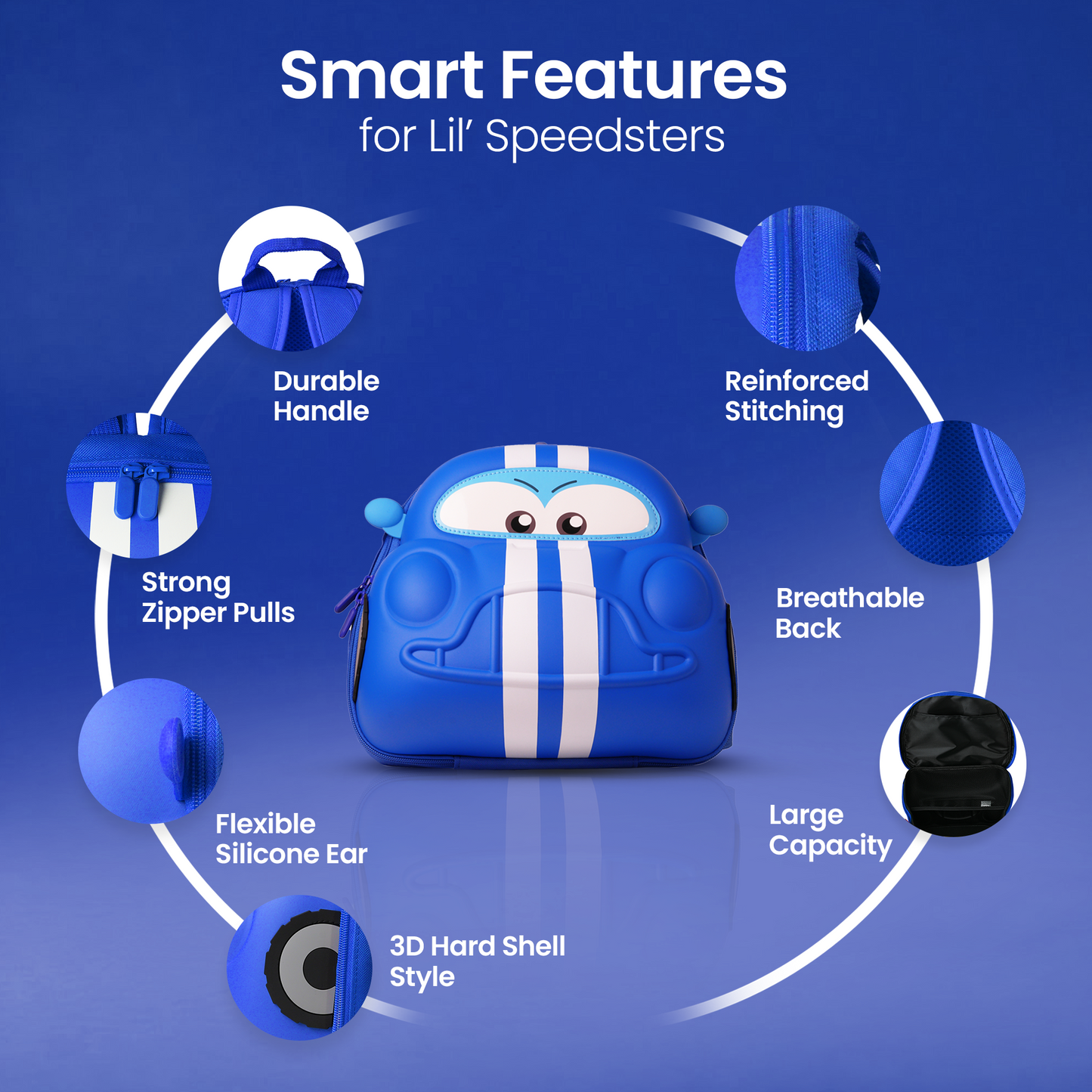 Blue Car Backpack for Kids