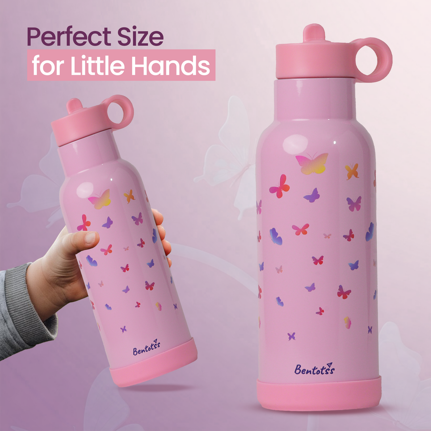 Butterfly Theme Pink Water Bottle - Leak Proof