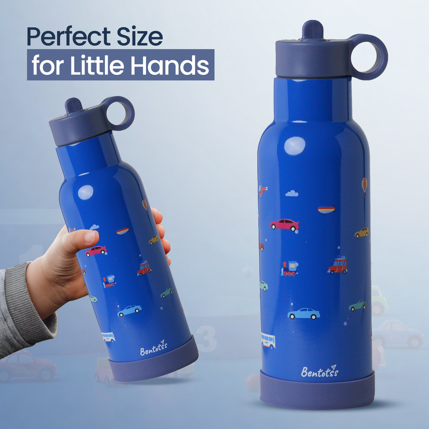 Car Theme Blue Water Bottle - Leak Proof