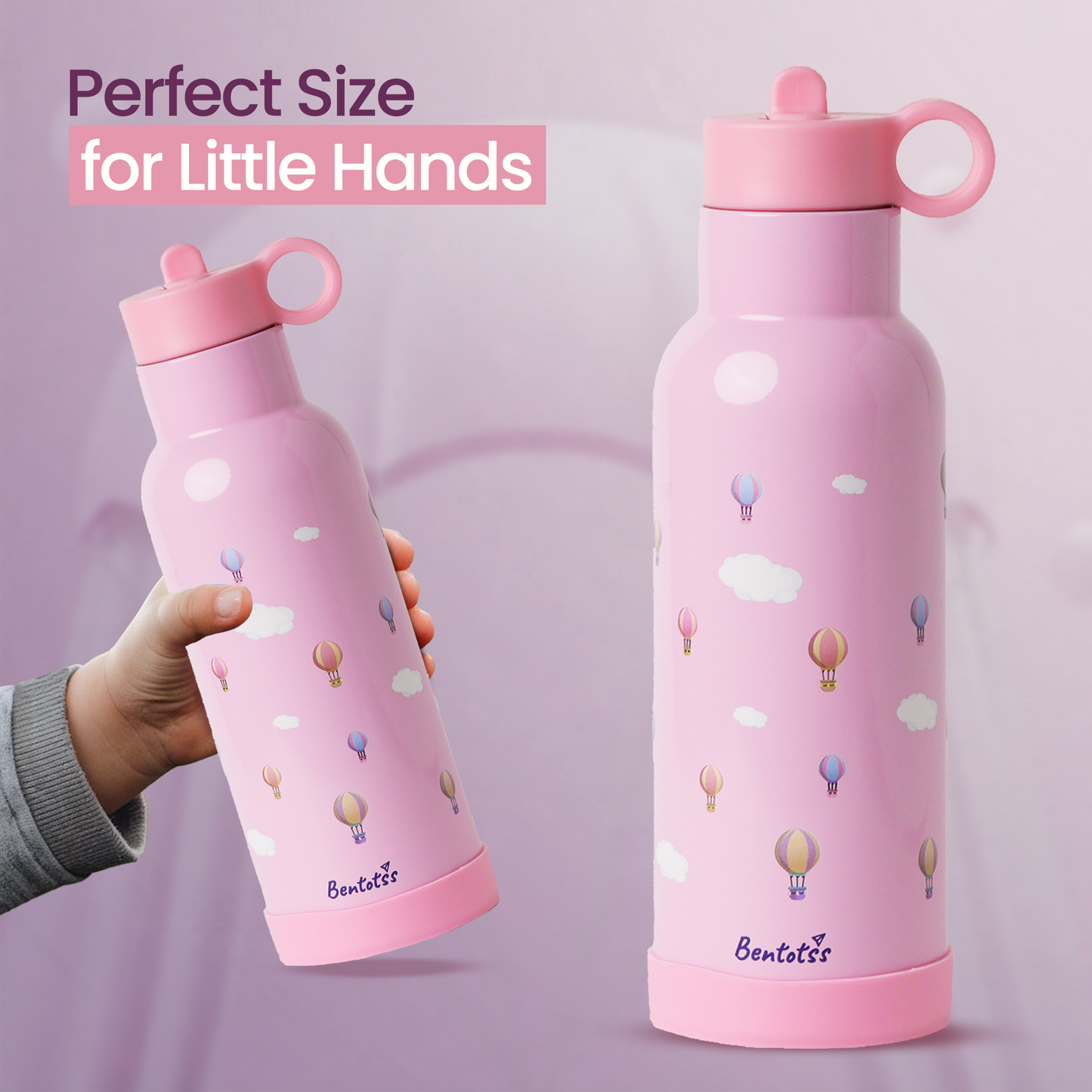 Pink Water Bottle with Parachute Printed