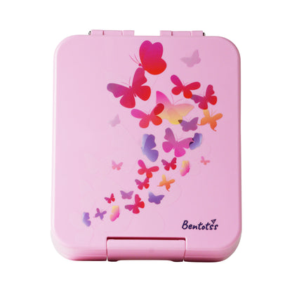 Pink Bento Box with Butterfles Printed - Bentotss